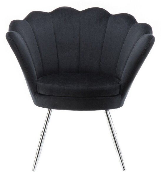 LuxuryForm DESIGN Kreslo FREY VELUR so striebornými nohami - čierne