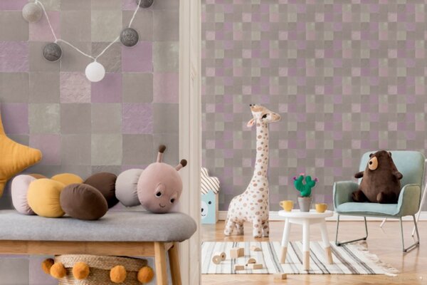 A.S. Création | Vliesová tapeta na stenu New Walls 37406-2 | 0,53 x 10,05 m | fialová, krémová, šedá