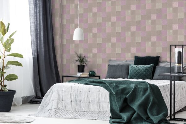 A.S. Création | Vliesová tapeta na stenu New Walls 37406-2 | 0,53 x 10,05 m | fialová, krémová, šedá