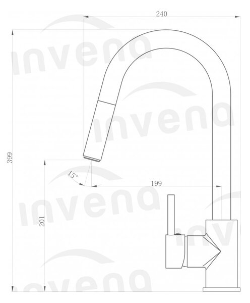 Invena Elia, stojanková drezová batéria, čierna matná, INV-BZ-89-W04-C