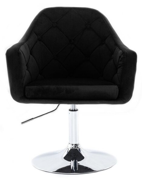 LuxuryForm DESIGN Kreslo ANDORA VELUR na striebornom tanieri - čierne