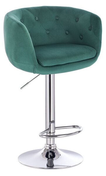 LuxuryForm Barová stolička MONTANA VELUR na striebornom tanieri - zelená