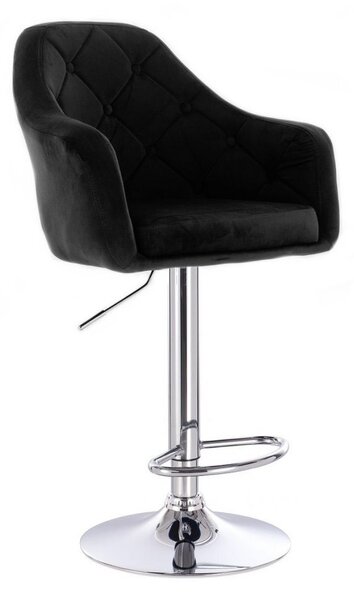 LuxuryForm Barová stolička ANDORA VELUR na striebornom tanieri - čierna