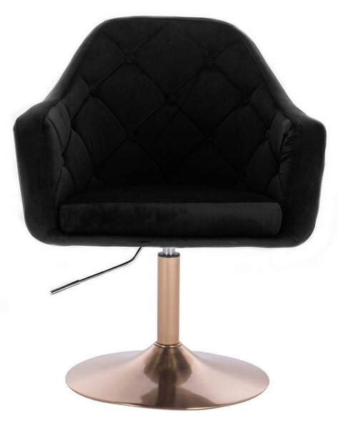 LuxuryForm DESIGN Kreslo ANDORA VELUR na zlatom tanieri - čierne