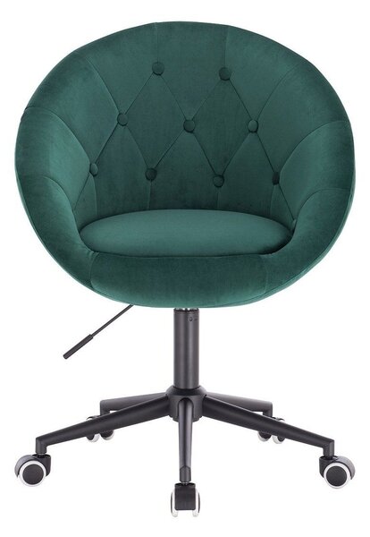 LuxuryForm DESIGN Kreslo VERA VELUR na čiernej podstave s kolieskami - zelené