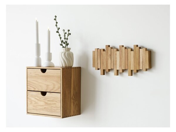 Nástenný vešiak z dubového dreva v prírodnej farbe 3 cm Caltra – House Nordic