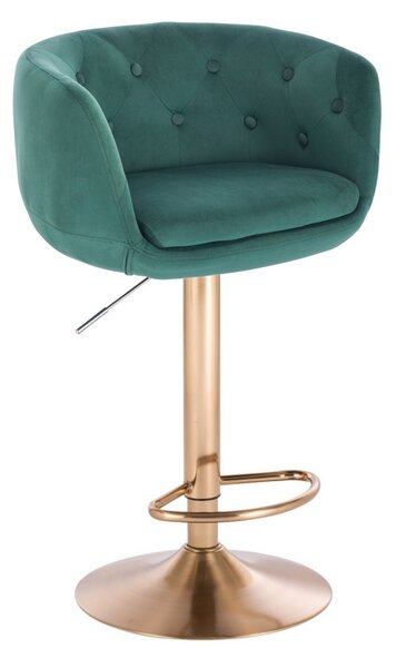 LuxuryForm Barová stolička MONTANA VELUR na zlatom tanieri - zelená