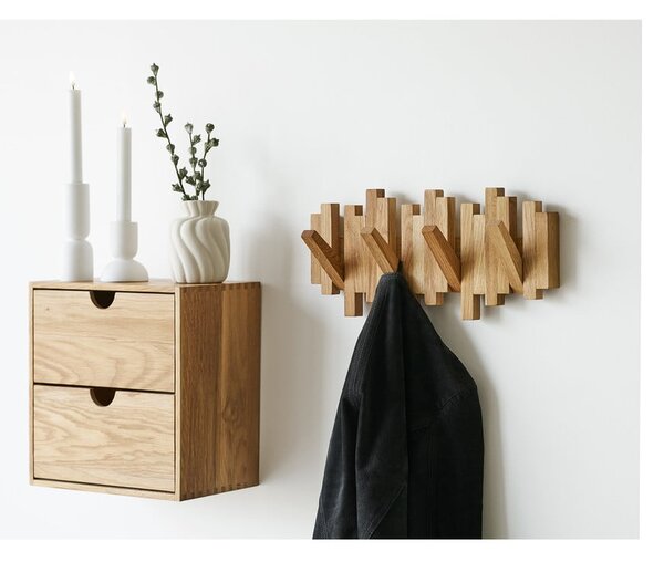 Nástenný vešiak z dubového dreva v prírodnej farbe 3 cm Caltra – House Nordic