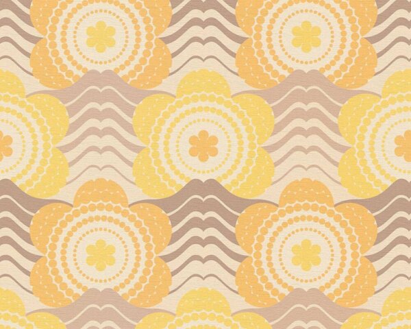 A.S. Création | Vliesová tapeta na stenu Retro Chic 39539-5 | 0,53 x 8,5 m | žltá, hnedá, béžová