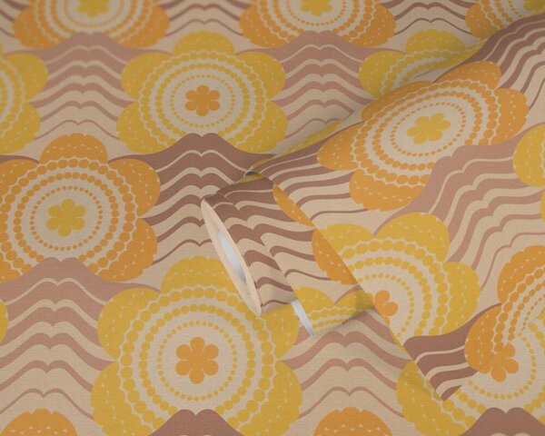 A.S. Création | Vliesová tapeta na stenu Retro Chic 39539-5 | 0,53 x 8,5 m | žltá, hnedá, béžová