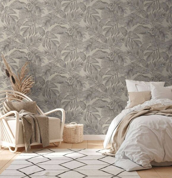 A.S. Création | Vliesová tapeta na stenu Casual Living 39340-2 | 0,53 x 10,05 m | šedá, béžová, hnedá, metalická