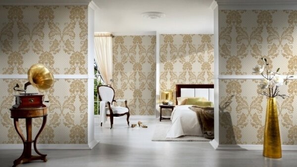 A.S. Création | Vliesová tapeta na stenu Luxury Wallpaper 30544-2 | 0,52 x 10 05 m | metalická, krémová