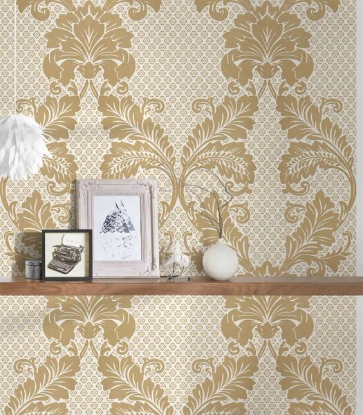 A.S. Création | Vliesová tapeta na stenu Luxury Wallpaper 30544-2 | 0,52 x 10 05 m | metalická, krémová