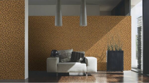 A.S. Création | Vliesová tapeta na stenu Versace 34902-3 | 0,70 x 10,05 m | oranžová, metalická, hnedá