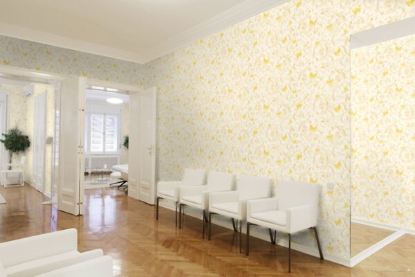 A.S. Création | Vliesová tapeta na stenu Versace 34325-1V | 0,70 x 10,05 m | metalická, žltá, krémová