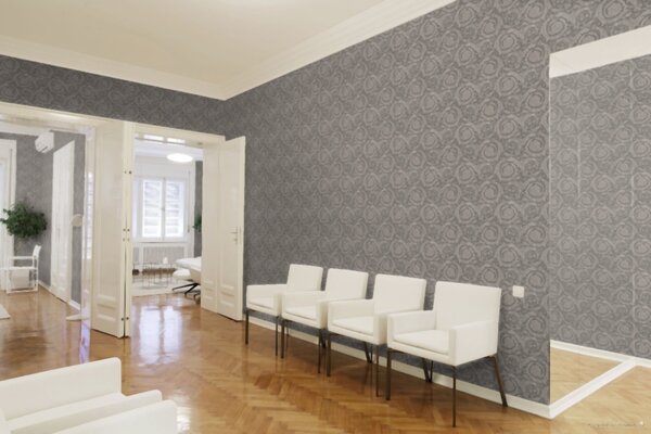 A.S. Création | Vliesová tapeta na stenu Versace 93583-6 | 0,70 x 10,05 m | šedá, metalická