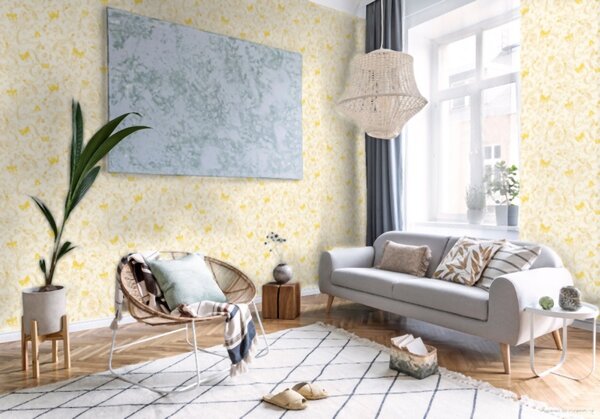 A.S. Création | Vliesová tapeta na stenu Versace 34325-1V | 0,70 x 10,05 m | metalická, žltá, krémová
