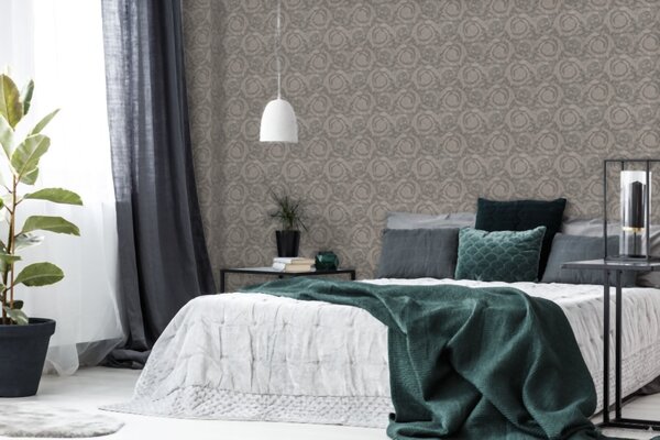 A.S. Création | Vliesová tapeta na stenu Versace 93583-6 | 0,70 x 10,05 m | šedá, metalická