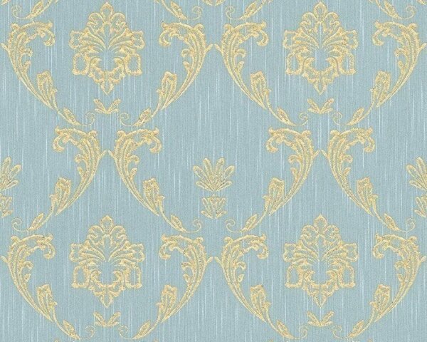 A.S. Création | Vliesová tapeta na stenu Metallic Silk 30658-6 | 0,53 x 10,05 m | modrá, zlatá
