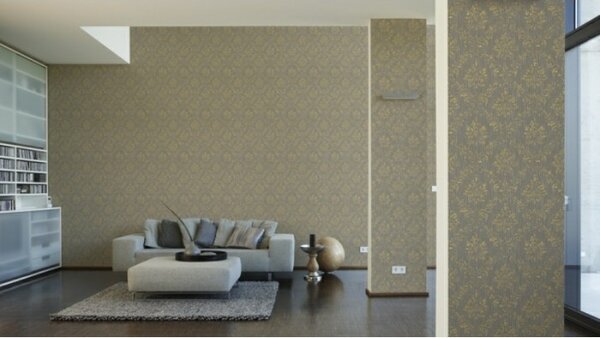 A.S. Création | Vliesová tapeta na stenu Metallic Silk 30662-5 | 0,53 x 10,05 m | šedá, zlatá
