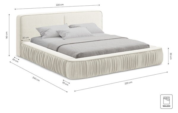 Béžová čalúnená dvojlôžková posteľ s úložným priestorom s roštom 180x200 cm Keoni – Makamii