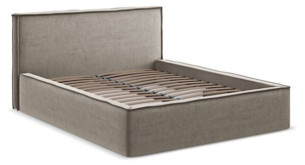 Čalúnená dvojlôžková posteľ taupe s úložným priestorom s roštom 180x200 cm Anani – Makamii