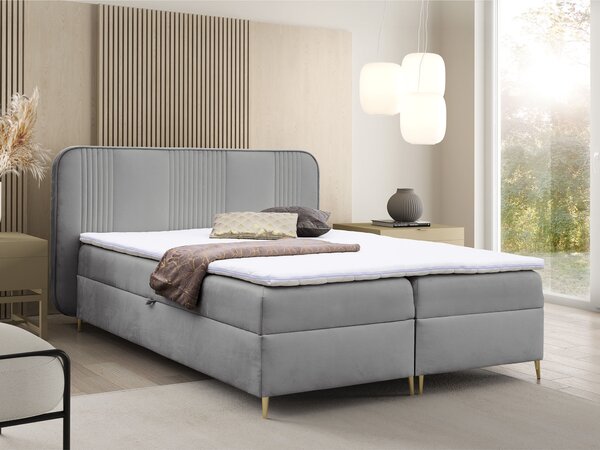 Čalúnená boxspring posteľ s matracom Fandy 120x200 - sivá