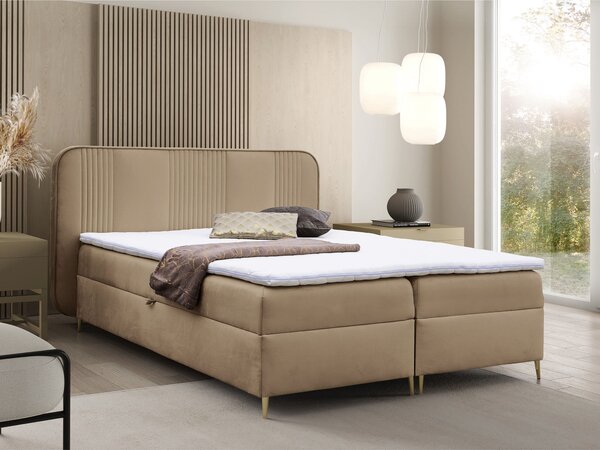Čalúnená boxspring posteľ s matracom Fandy 120x200 - svetlohnedá