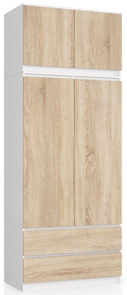 Ak furniture Nástavec na skriňu Star 90 cm biely/sonoma