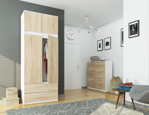 Ak furniture Nástavec na skriňu Star 90 cm biely/sonoma