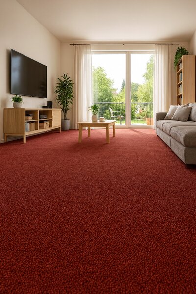 Tapibel , Koberec metráž Supersoft 110 červený, na mieru, šíře 4m, červená, ab (mriežka), detská izba
