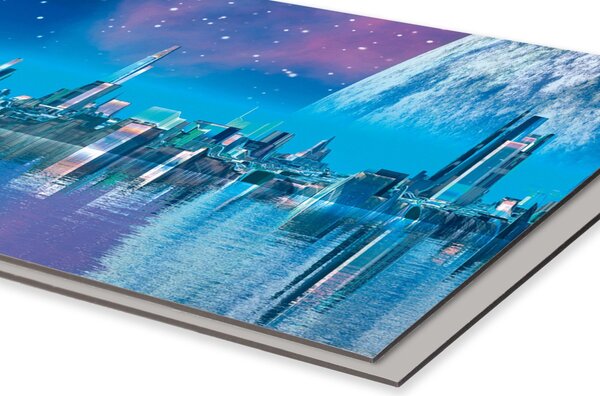 DIMEX | Dibond doska za kuchynskú linku | DBW-10060-036 Mesto budúcnosti | 100 x 60 cm