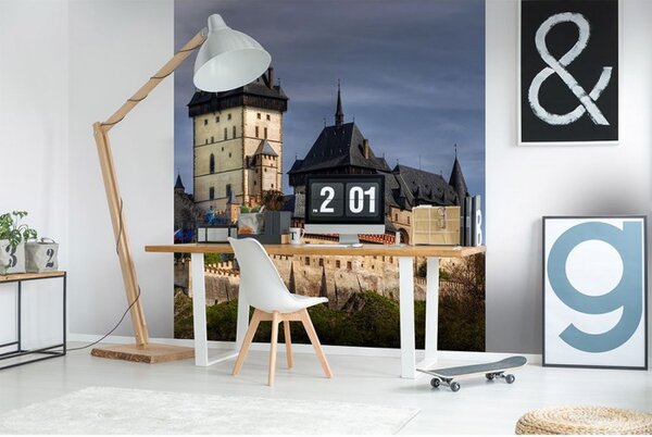 DIMEX | Vliesová fototapeta na stenu Karlštejn MS-3-0032 | 225 x 250 cm | béžová, zelená, modrá