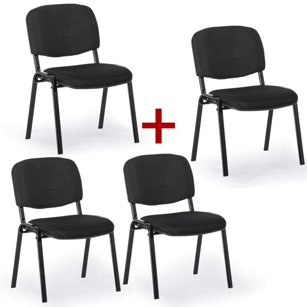 Konferenčná stolička VIVA PLUS 3+1 ZADARMO - čierne nohy, čierna