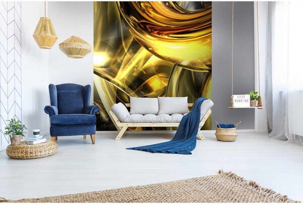 DIMEX | Vliesová fototapeta na stenu Zlatý abstrakt MS-3-0291 | 225 x 250 cm | zlatá, čierna