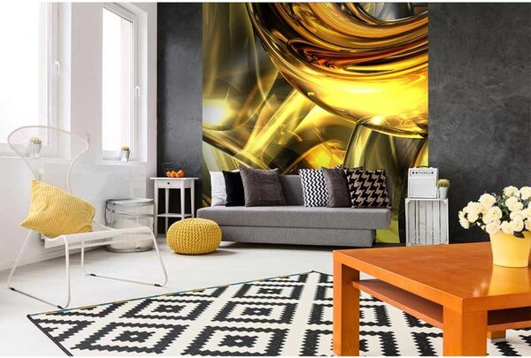 DIMEX | Vliesová fototapeta na stenu Zlatý abstrakt MS-3-0291 | 225 x 250 cm | zlatá, čierna