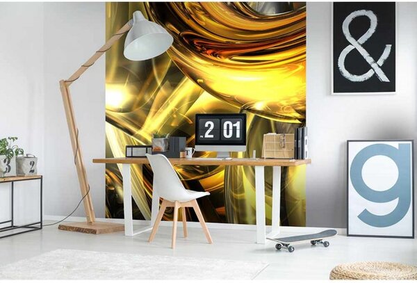 DIMEX | Vliesová fototapeta na stenu Zlatý abstrakt MS-3-0291 | 225 x 250 cm | zlatá, čierna