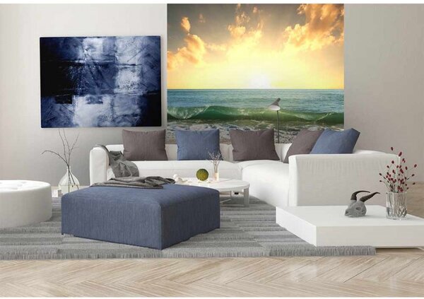 DIMEX | Vliesová fototapeta na stenu More pri západe slnka MS-3-0209 | 225 x 250 cm | oranžová, modrá