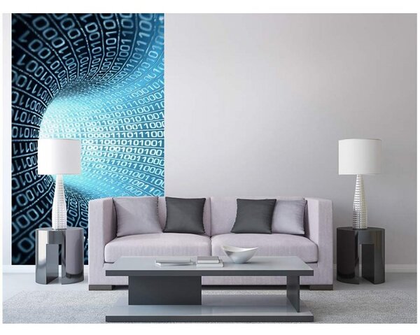 DIMEX | Vliesové fototapety na stenu 3D binárny prúd MS-2-0283 | 150 x 250 cm | modrá, čierna