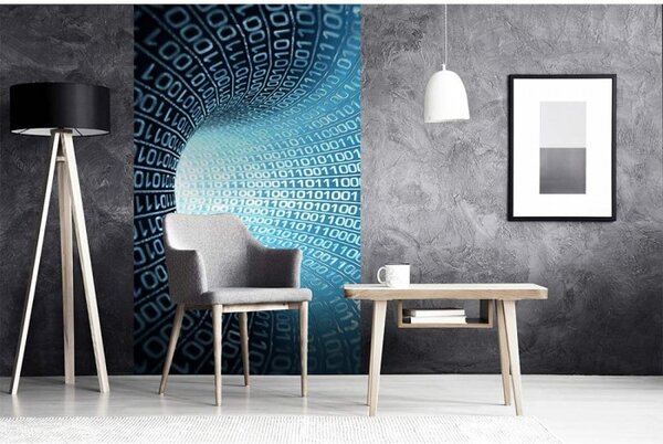 DIMEX | Vliesové fototapety na stenu 3D binárny prúd MS-2-0283 | 150 x 250 cm | modrá, čierna