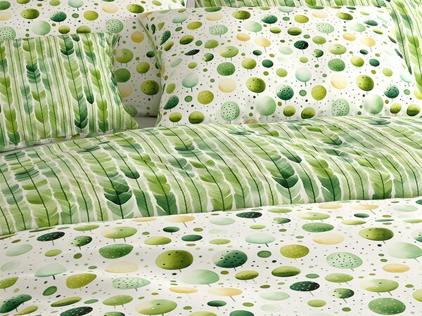 Polybavlnené obliečky GREEN TREES POLY zelené Rozmer obliečky: 70 x 90 cm | 140 x 200 cm