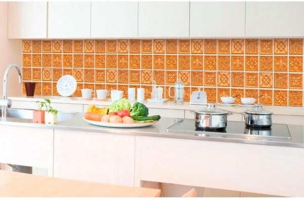 DIMEX | Fototapeta do kuchyne Žulové dlaždice KI-350-080 | 350 x 60 cm | biela, hnedá