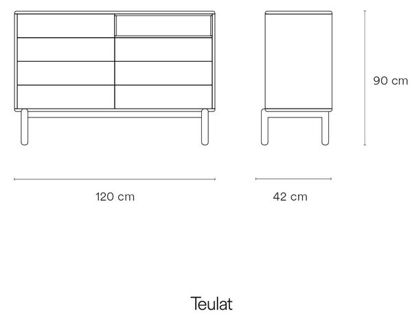 Tmavosivá nízka komoda 120x90 cm Corvo - Teulat