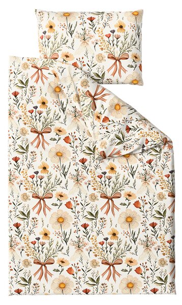 Polybavlnené obliečky FLORAL RIBBON POLY krémové Rozmer obliečky: 70 x 90 cm | 140 x 200 cm