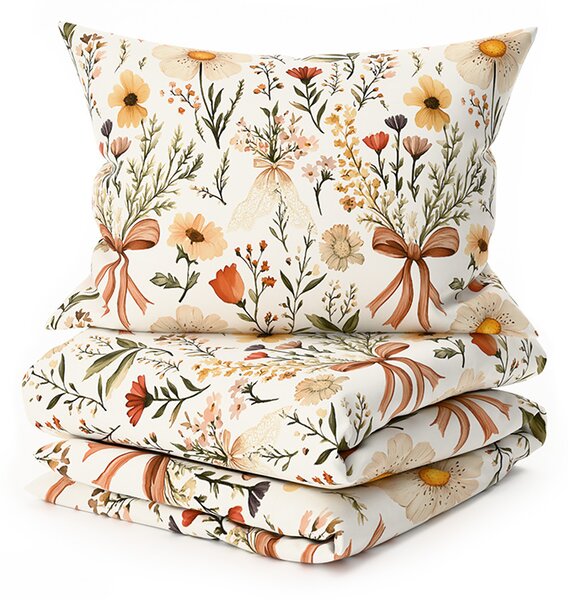 Polybavlnené obliečky FLORAL RIBBON POLY krémové Rozmer obliečky: 70 x 90 cm | 140 x 200 cm