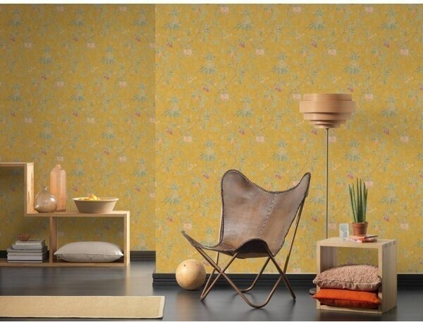 A.S. Création | Vliesová tapeta na stenu Paradise Garden 36719-4 | 0,53 x 10,05 m | žltá, zelená, hnedá