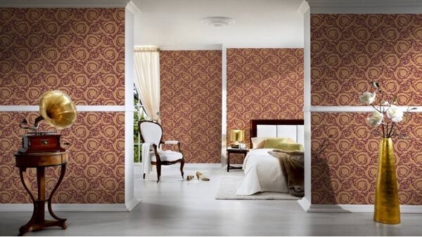 A.S. Création | Vliesová tapeta na stenu Versace 36692-7 | 0,70 x 10,05 m | červená, béžová, hnedá