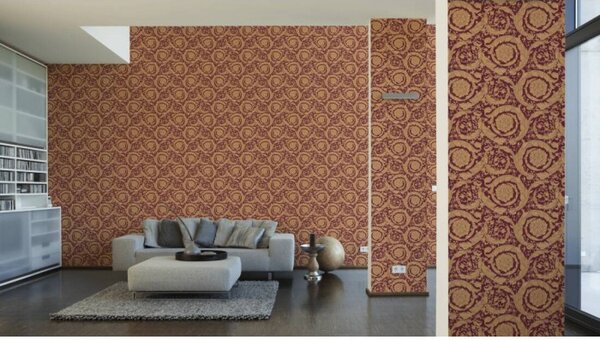 A.S. Création | Vliesová tapeta na stenu Versace 36692-7 | 0,70 x 10,05 m | červená, béžová, hnedá