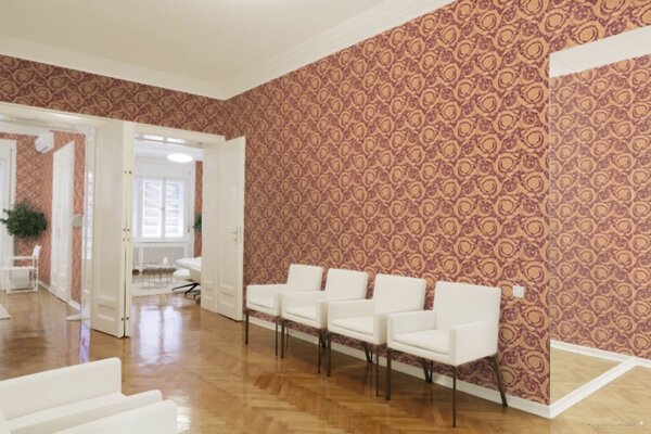 A.S. Création | Vliesová tapeta na stenu Versace 36692-7 | 0,70 x 10,05 m | červená, béžová, hnedá