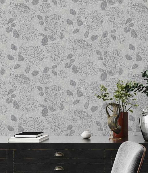 A.S. Création | Vliesová tapeta na stenu Attractive 2 39025-1 | 0,53 x 10,05 m | krémová, metalická, šedá